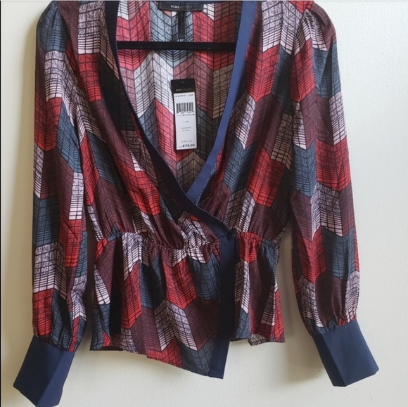 BCBG MAXAZRIA MOCK WRAO BLOUSE WOMEN'S SIZE XSMALL - Picture 2 of 4